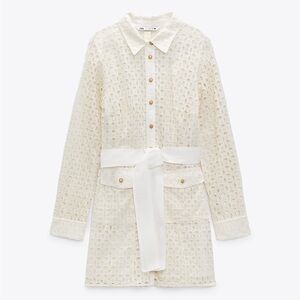 Zara Cream Long Sleeve Dress